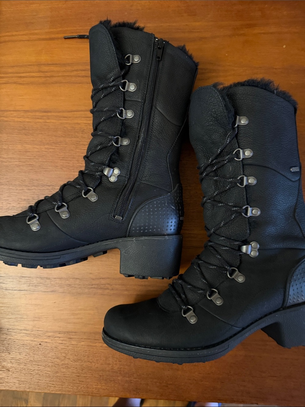 Merrell Women's Black Lace-Up Faux Fur Mid-Calf Boots